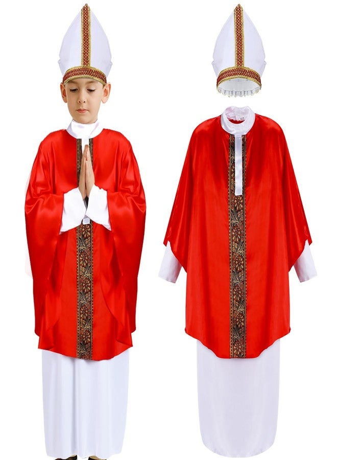 Maiteenly Pope Costume for Kids Priest Halloween Costumes Pope Costume Set Biblical Catholic Cardinal Bishop(M) - Image 1